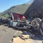 Volcadura de tráiler provoca cierre total en la carretera 57, tramo Los Chorros